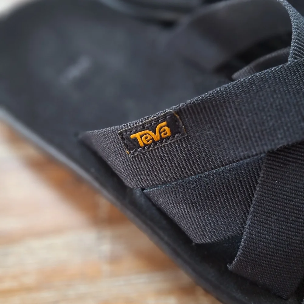 eva Voya Slide Black Strappy Comfort Shoe Mens‎ Flip Flops Size 7 w/Arch Support